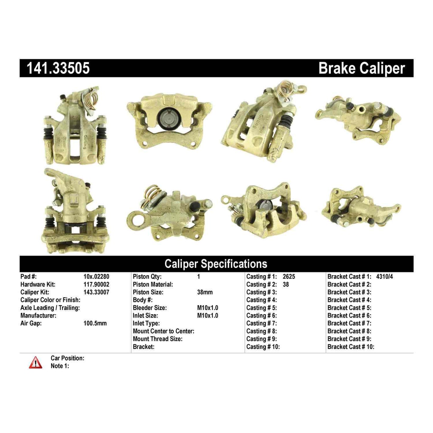 Centric Parts Disc Brake Caliper Semi-Loaded with Anti-Corrosion Finish for 1988-1999 Audi Quattro 141.33505