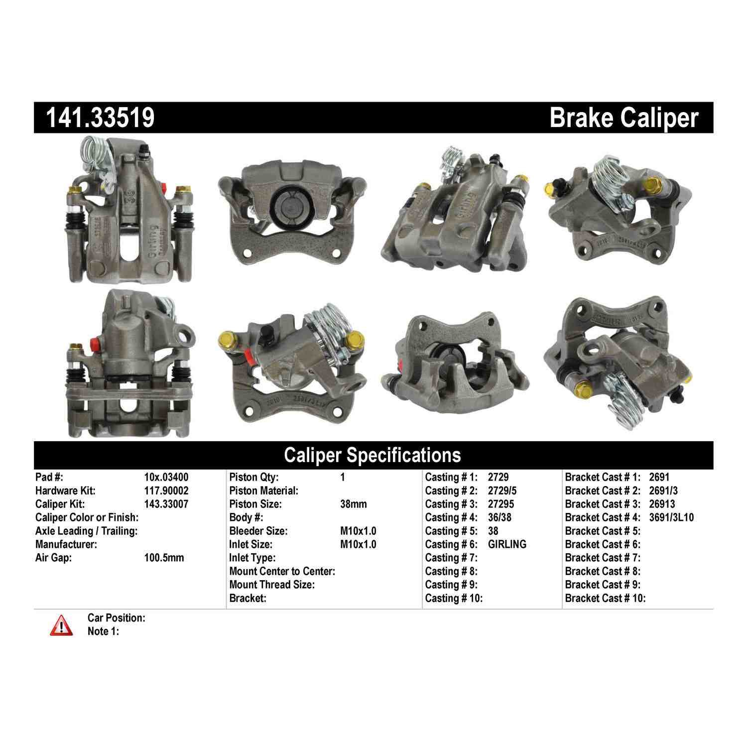 Stoptech Centric 90-93 Volkswagen Corrado / 90-92 Volkswagen Golf Semi-Loaded Brake Caliper - Rear Right 141.33519