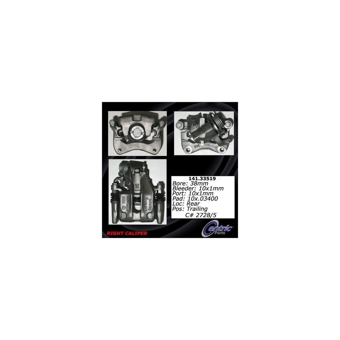 Centric Parts Disc Brake Caliper Semi-Loaded with anti-corrosion finish for 1990-1993 Volkswagen Corrado, Golf 1990-1992 Jetta 1988-1992 Passat 141.33519