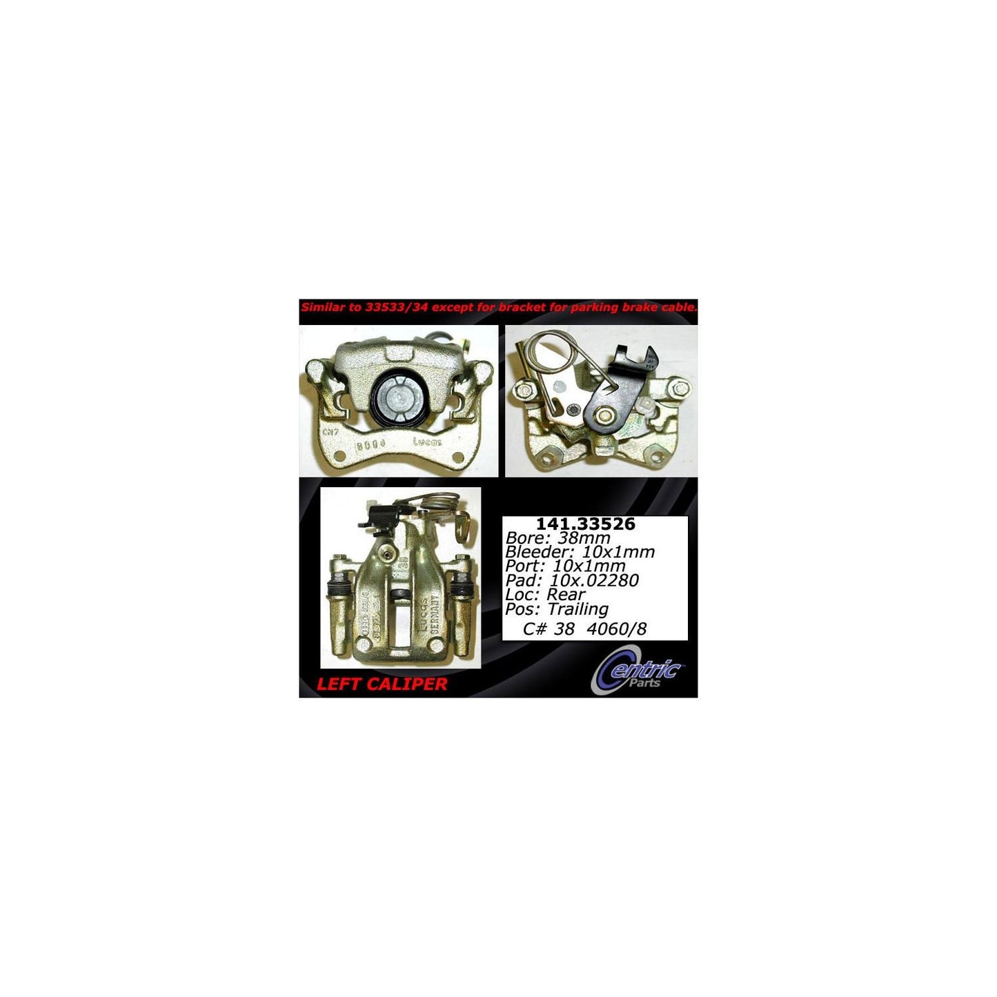 Stoptech Centric Semi-Loaded Brake Caliper - Rear Left 141.33526