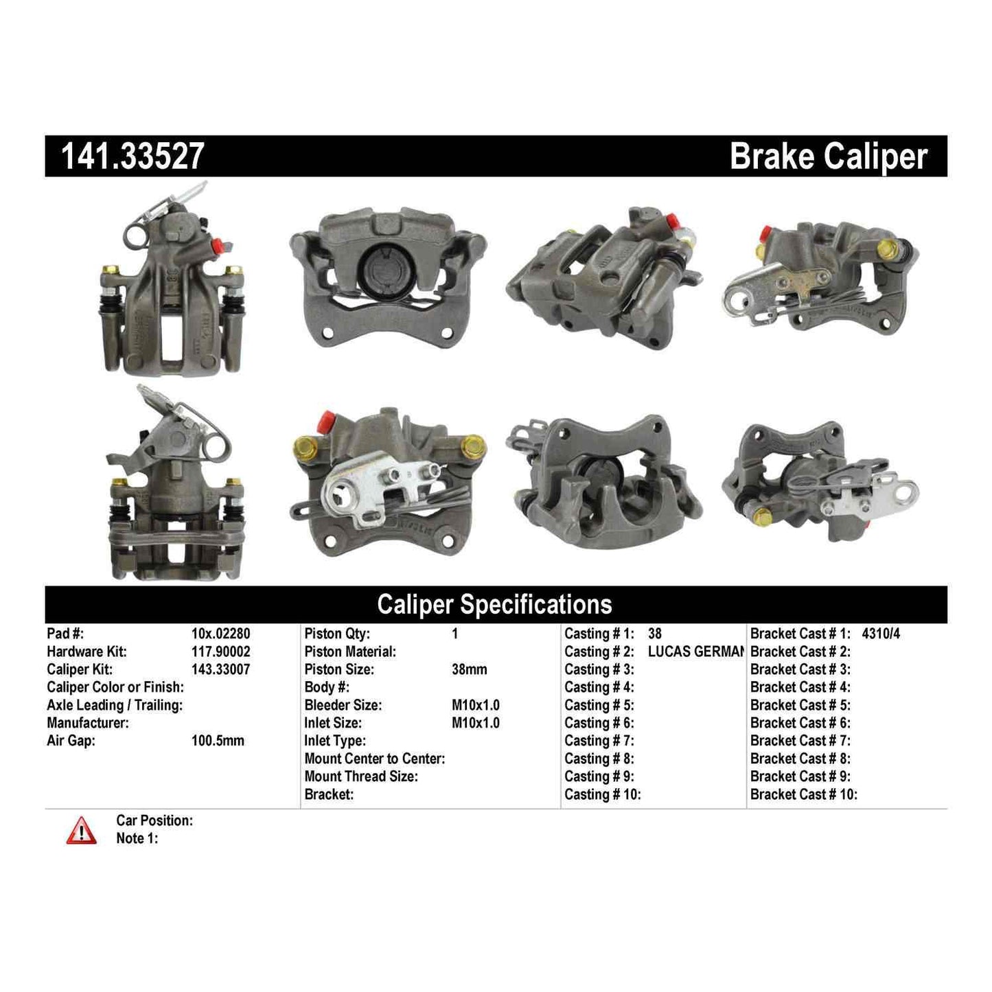 Stoptech Centric 2000 Audi A8 / 97-00 A8 Quattro Semi-Loaded Brake Caliper - Rear Right 141.33527