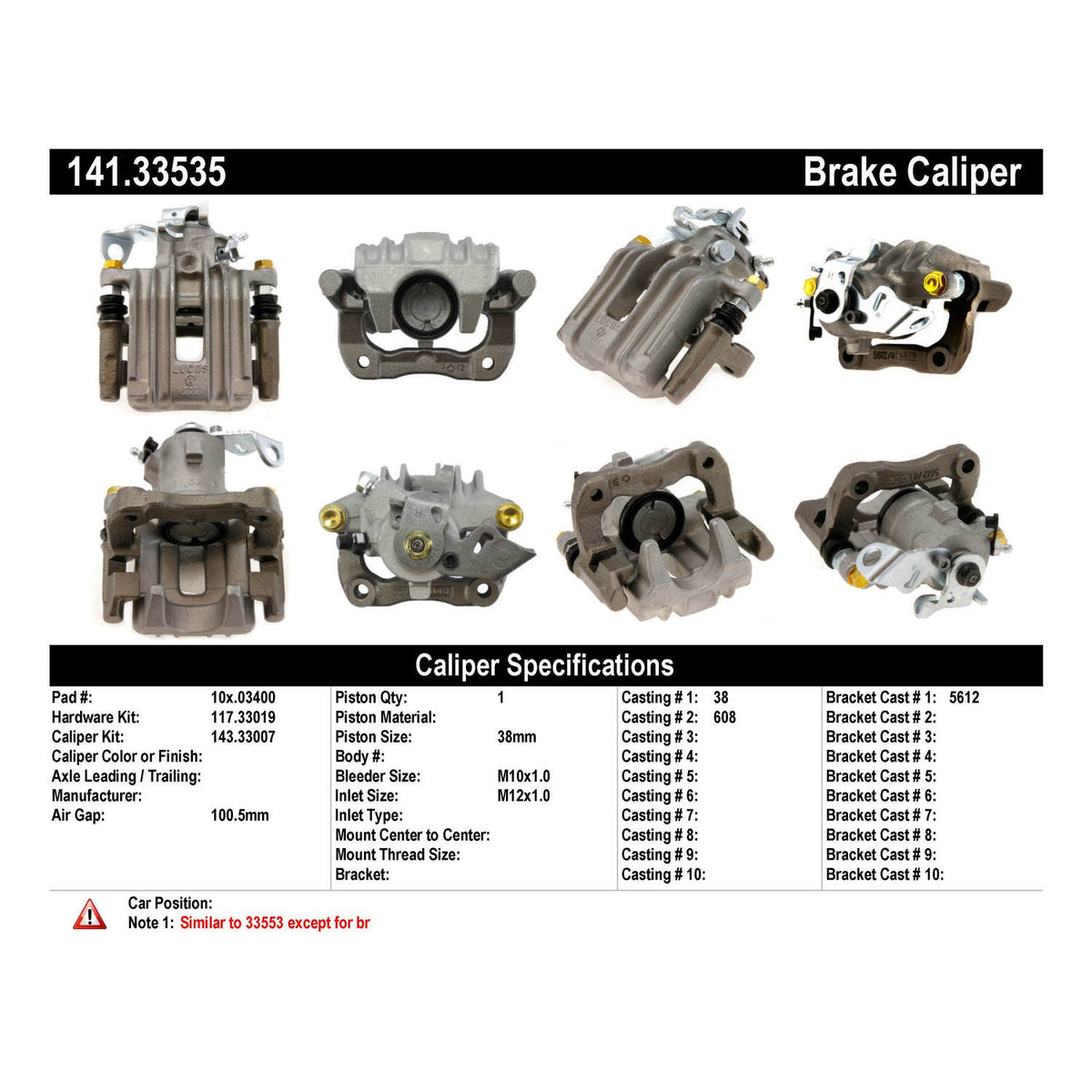 Centric Parts Semi-Loaded Brake Caliper 141.33535