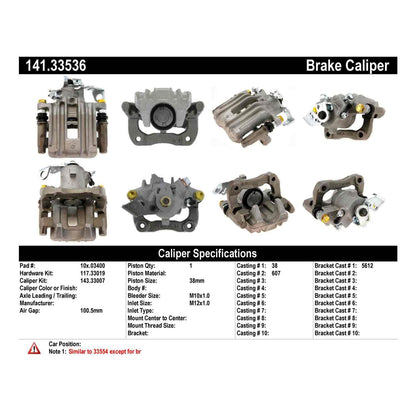 Centric Parts Disc Brake Caliper Semi-Loaded with anti-corrosion finish for 1998-2004 Audi A3 Volkswagen Beetle Golf 141.33536