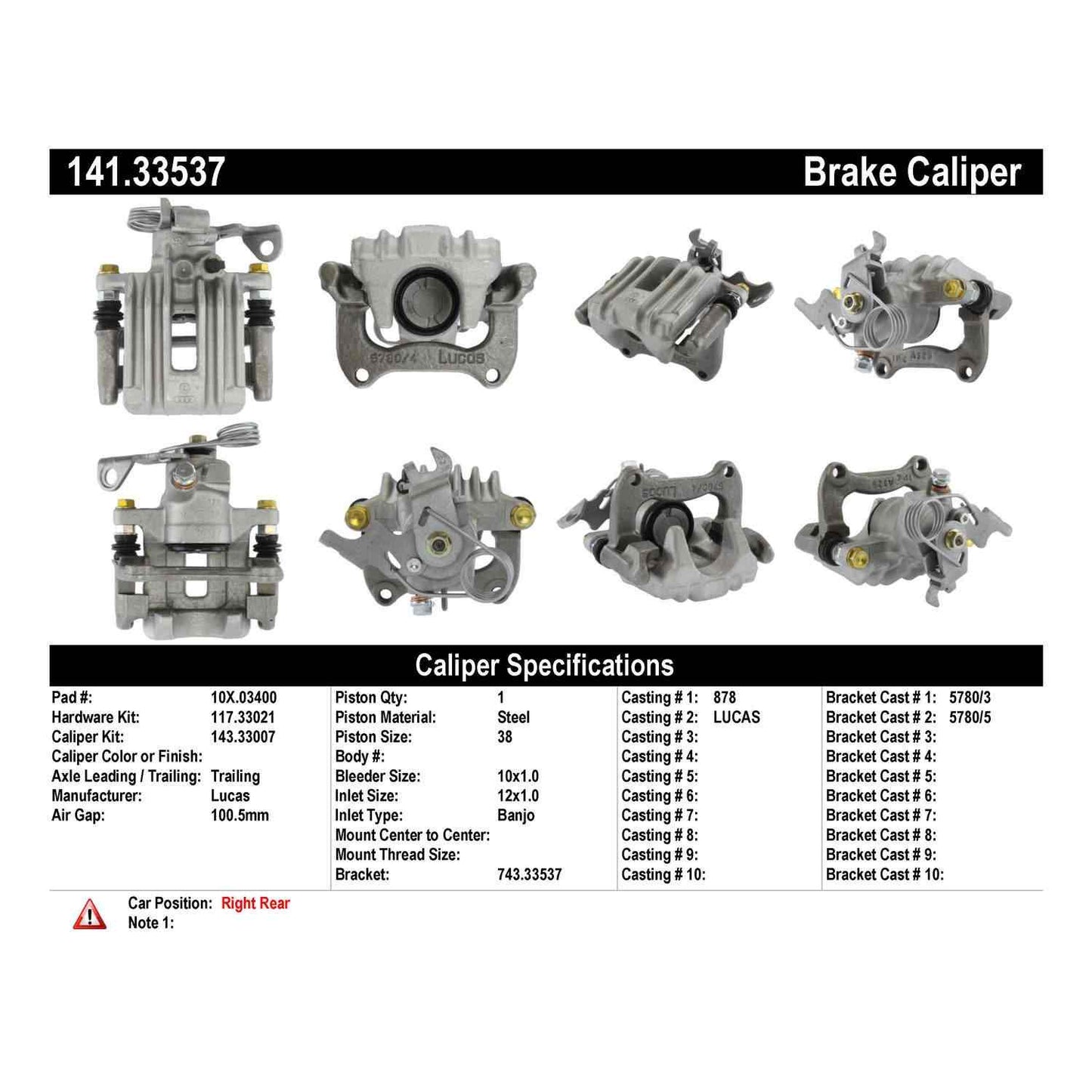 Centric Parts Semi-Loaded Brake Caliper 141.33537