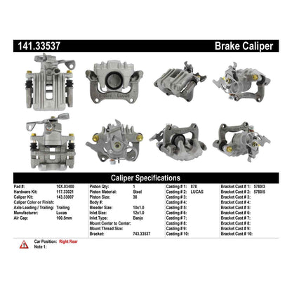 Centric Parts Semi-Loaded Brake Caliper 141.33537