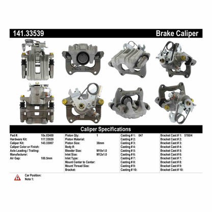 Centric Parts Disc Brake Caliper Semi-Loaded with anti-corrosion finish for 1998-2005 Audi A6 Quattro Volkswagen Passat 141.33539