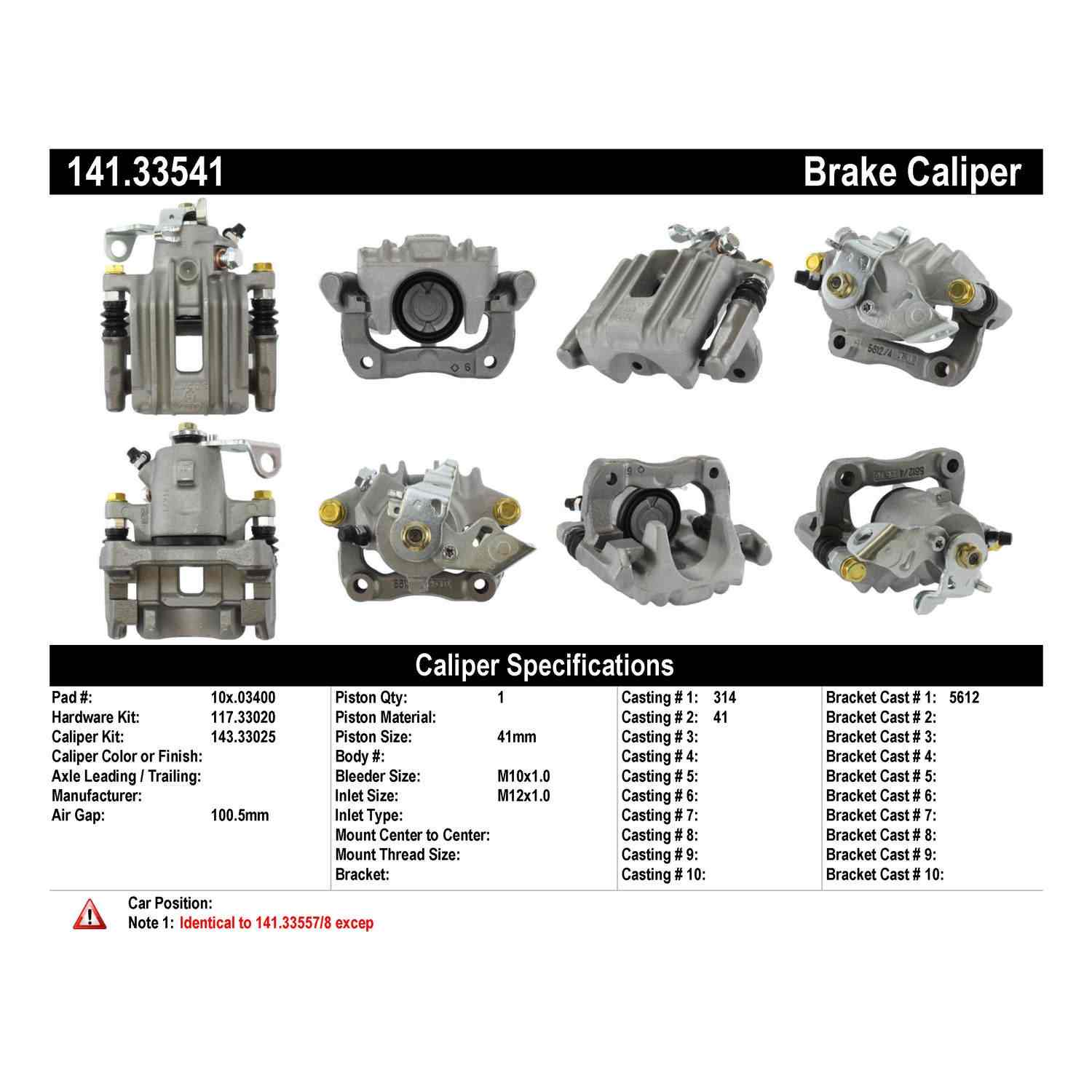 Stoptech Centric 1998 Volkswagen Jetta Rear Right Semi-Loaded Caliper 141.33541