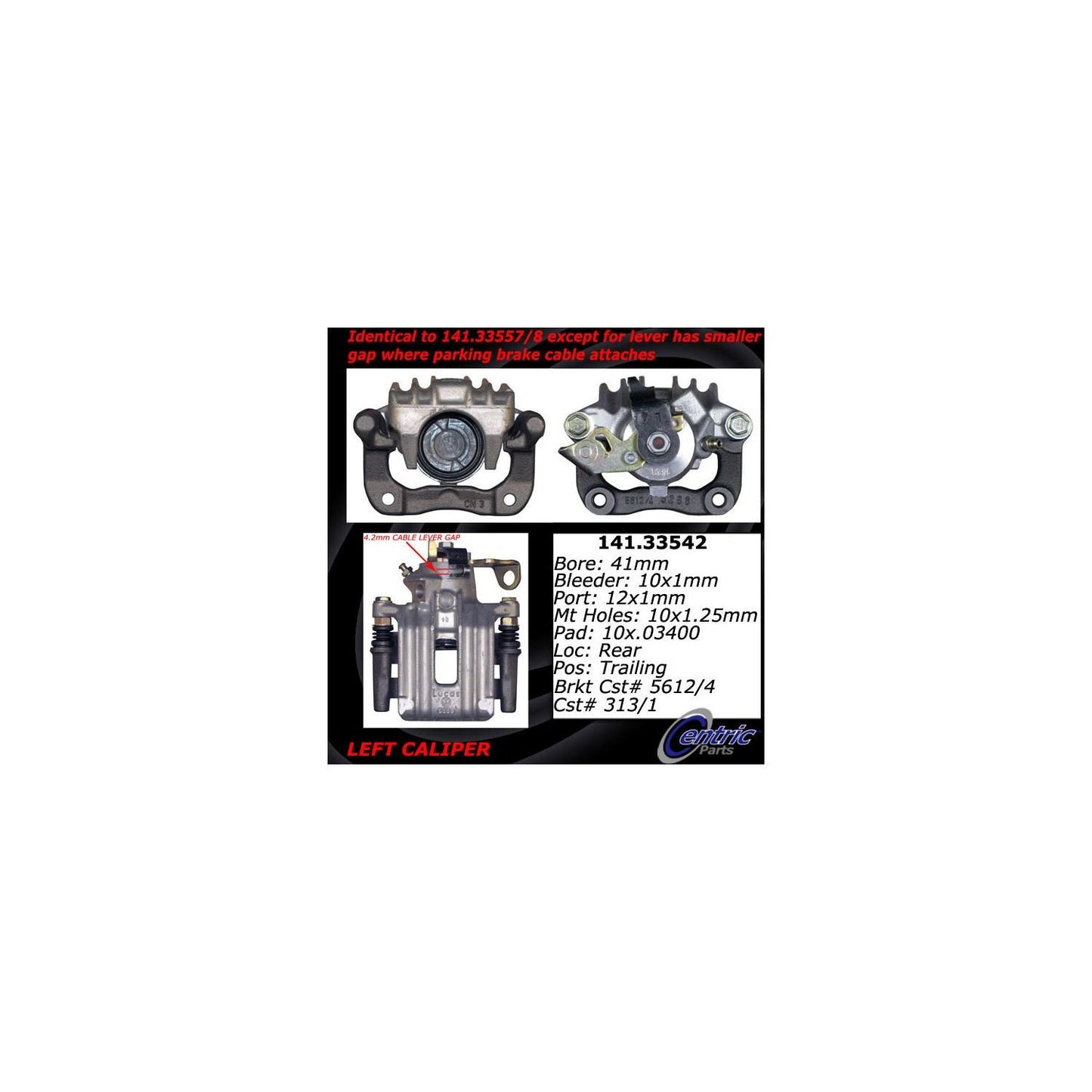 Centric Parts Semi-Loaded Brake Caliper 141.33542