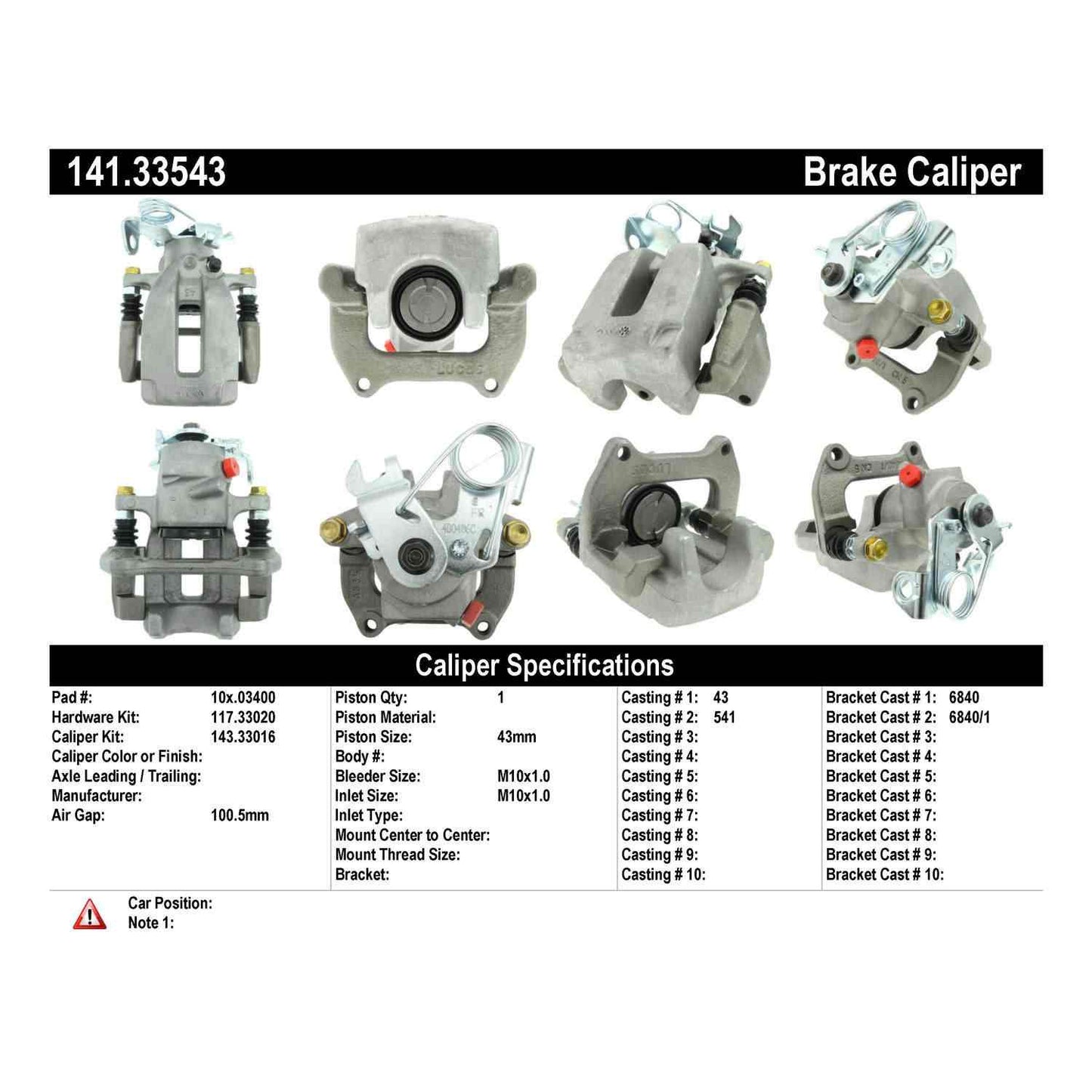 Centric Parts Disc Brake Caliper Semi-Loaded for 2000-2002 Audi S4 141.33543