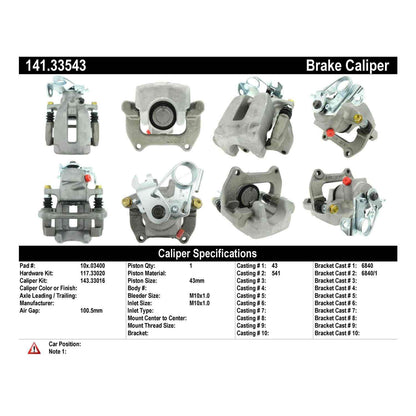 Centric Parts Disc Brake Caliper Semi-Loaded for 2000-2002 Audi S4 141.33543