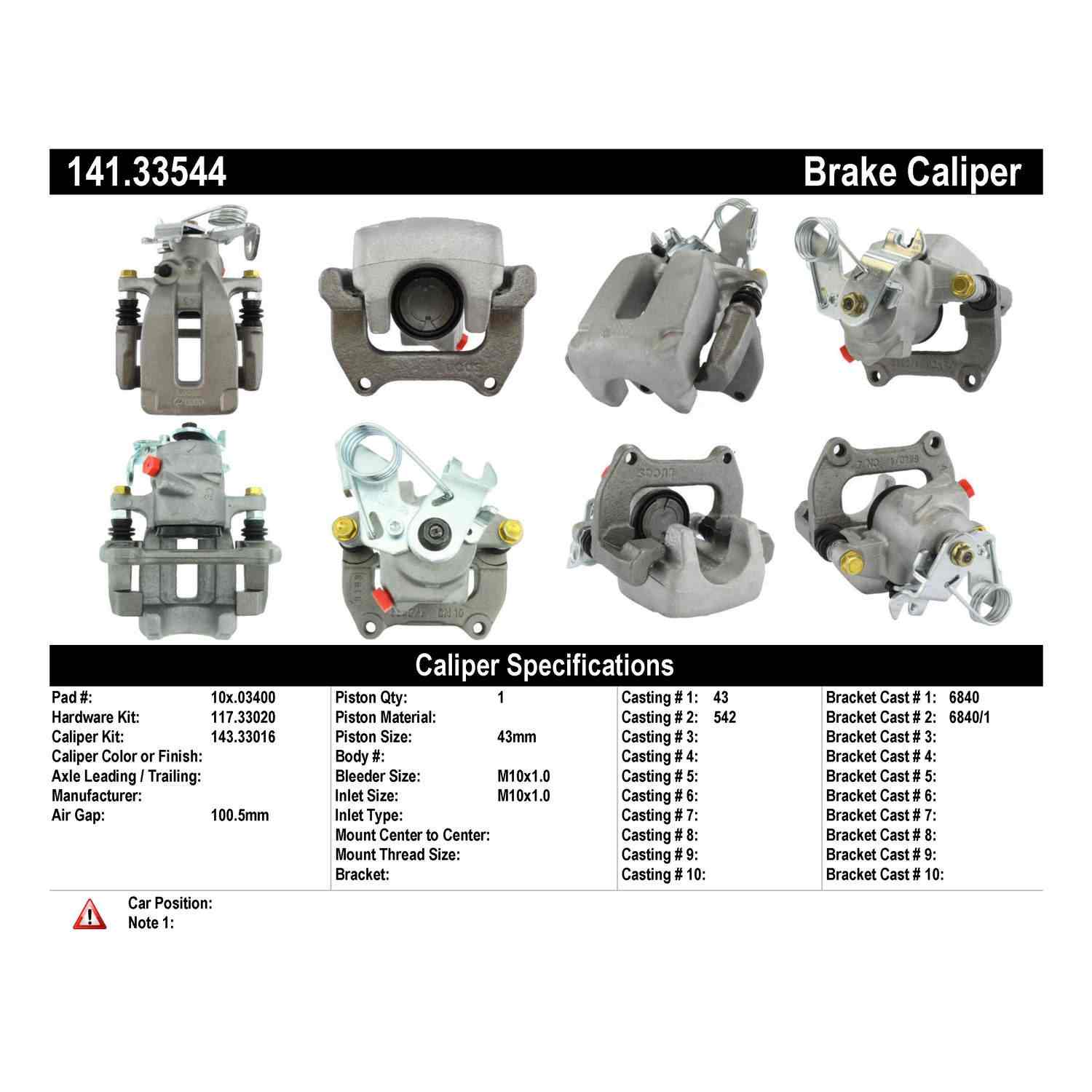 Centric Parts Semi-Loaded Brake Caliper 141.33544