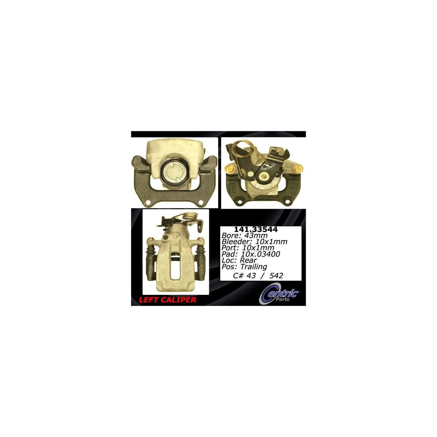 Stoptech Centric 00-02 Audi S4 Semi-Loaded Brake Caliper - Rear Left 141.33544