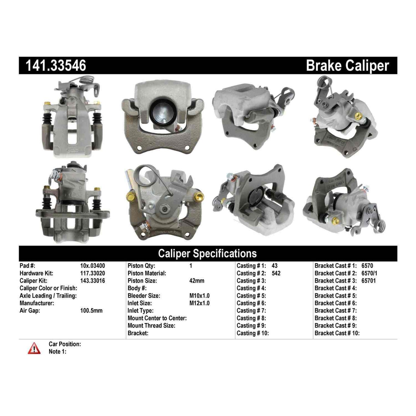 Centric Parts Semi-Loaded Brake Caliper 141.33546