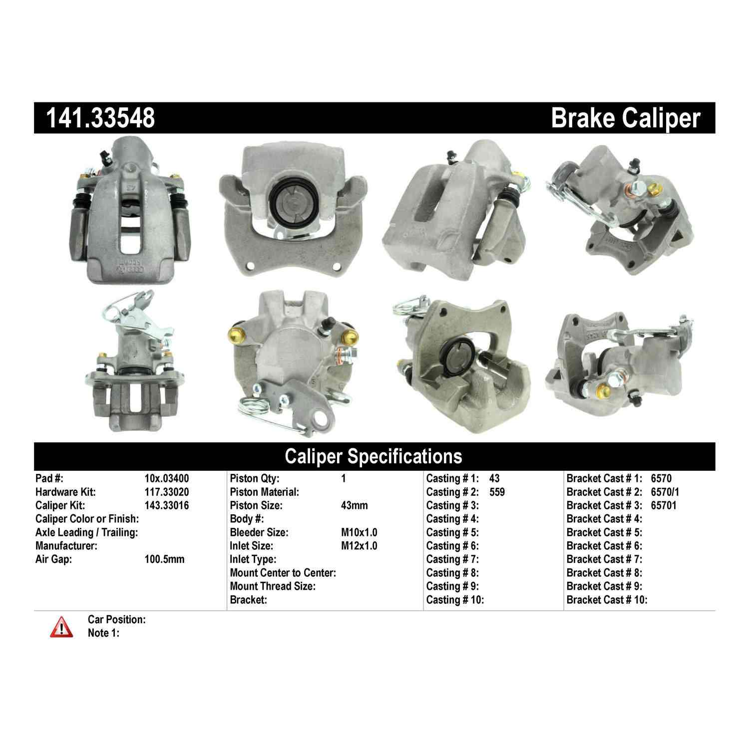 Centric Parts Semi-Loaded Brake Caliper 141.33548