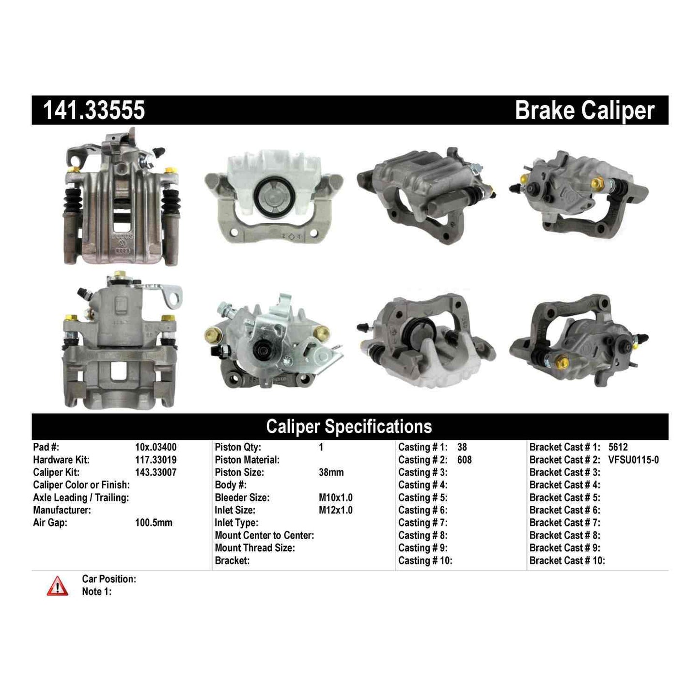 Centric Parts Semi-Loaded Brake Caliper 141.33555