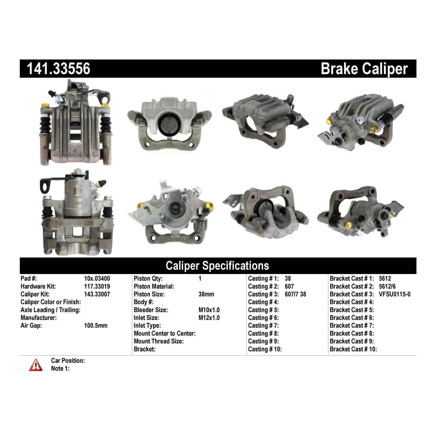 Stoptech Centric 00-06 Audi TT Rear Left Semi-Loaded Caliper 141.33556