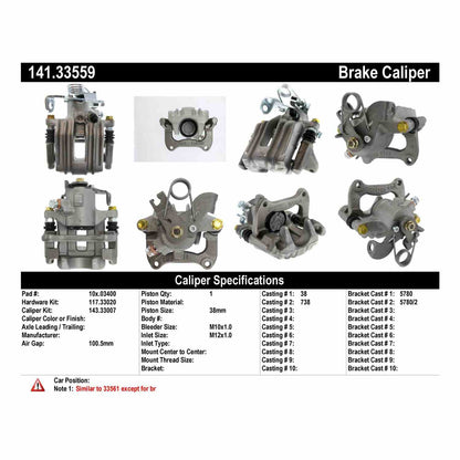 Centric Parts Disc Brake Caliper Semi-Loaded with anti-corrosion finish for 2002-2006 Audi A4 Quattro 141.33559
