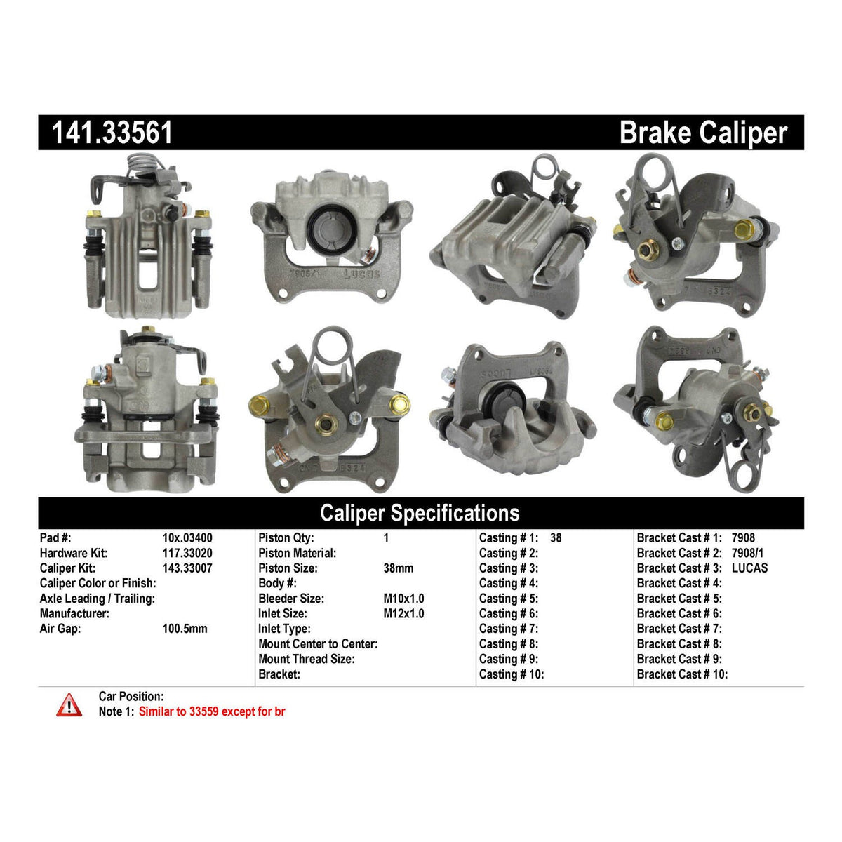 Centric Parts Semi-Loaded Brake Caliper 141.33561