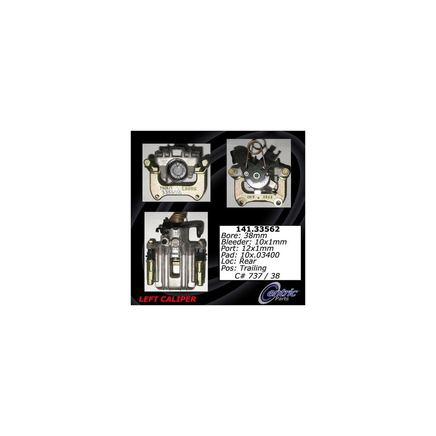 Centric Parts Disc Brake Caliper Semi-Loaded with anti-corrosion finish for 2002-2006 Audi A4 Quattro 141.33562