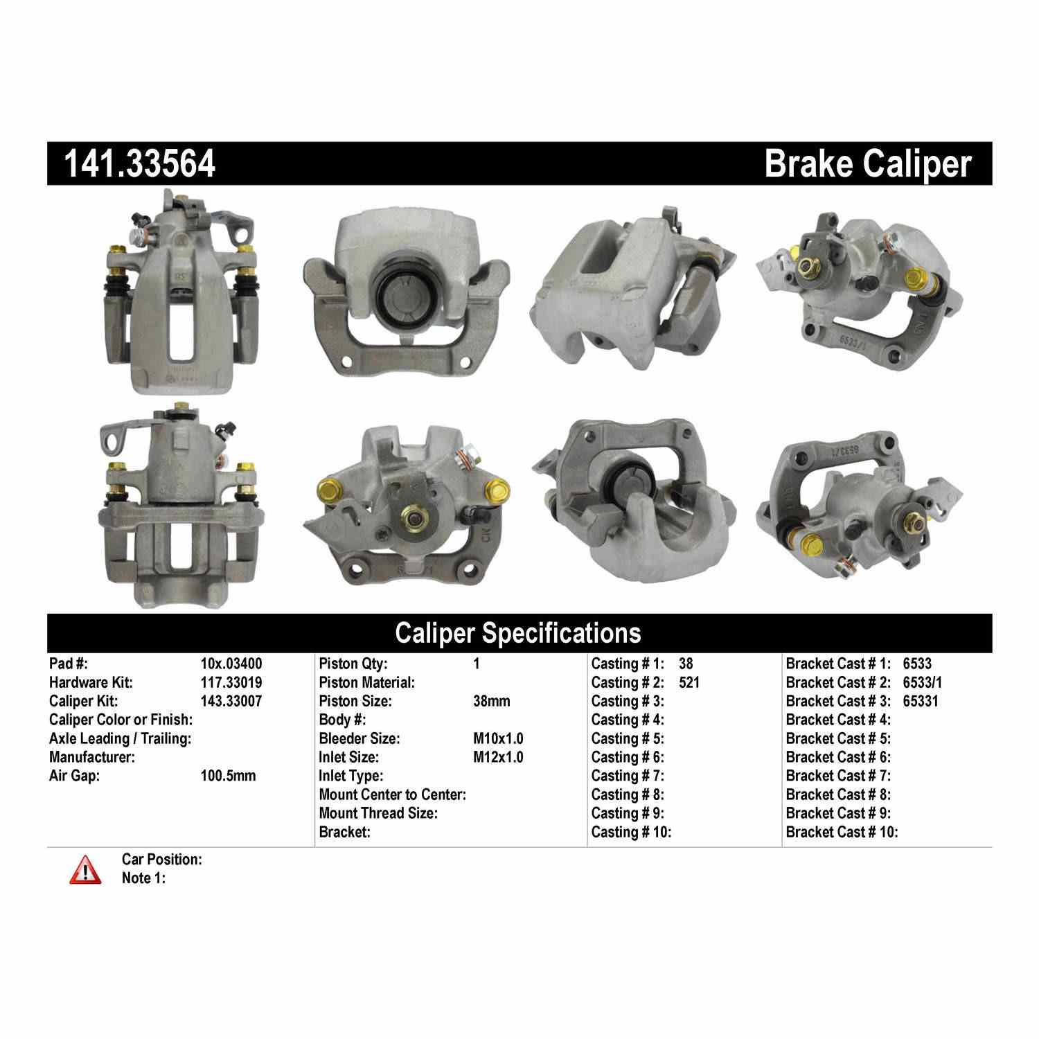 Centric Parts Semi-Loaded Brake Caliper 141.33564