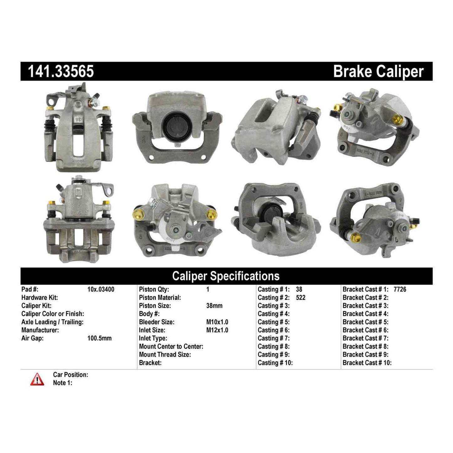 Stoptech Centric Semi-Loaded Brake Caliper - Rear Right 141.33565