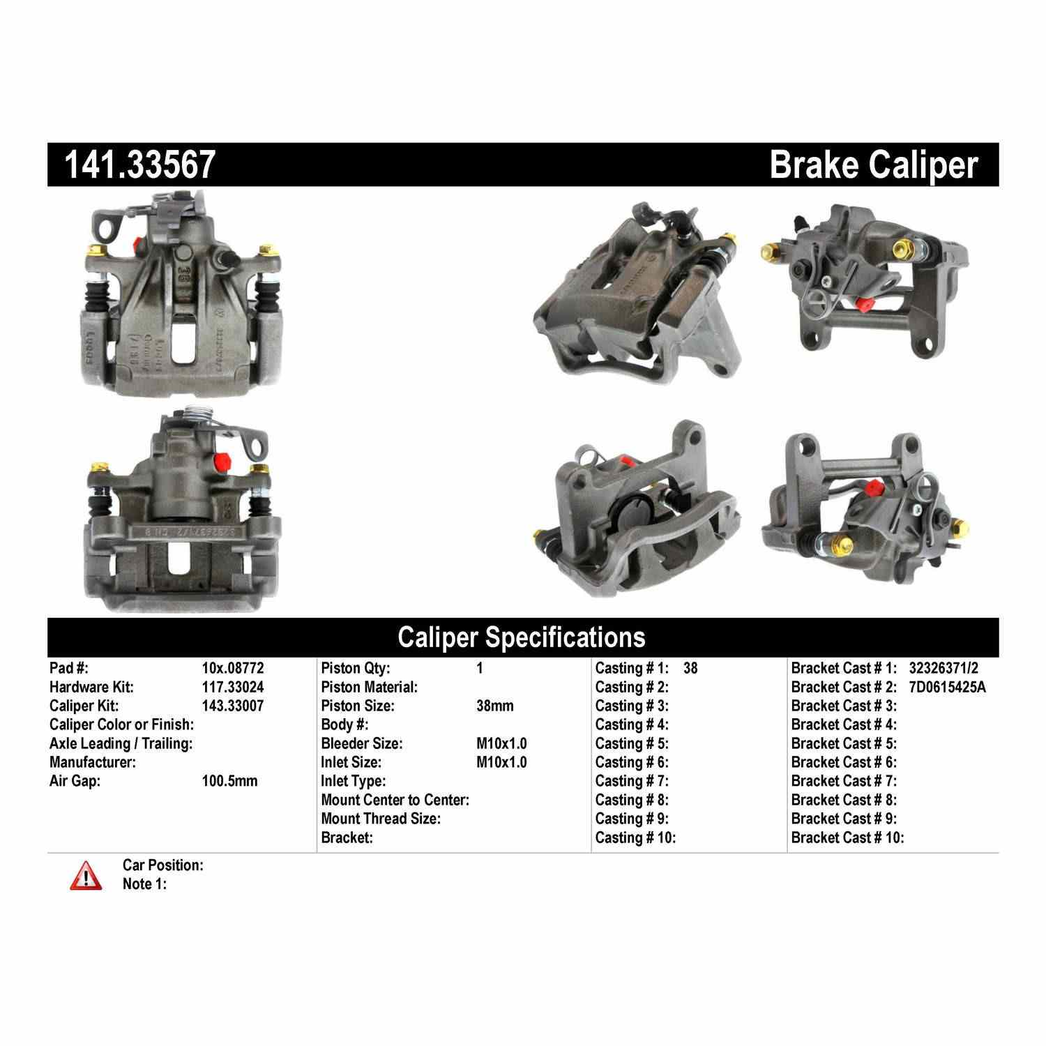 Stoptech Centric 01-03 Volkswagen EuroVan / 02-08 Volkswagen Sharan Semi-Loaded Brake Caliper - Rear Right 141.33567