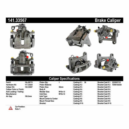 Stoptech Centric 01-03 Volkswagen EuroVan / 02-08 Volkswagen Sharan Semi-Loaded Brake Caliper - Rear Right 141.33567