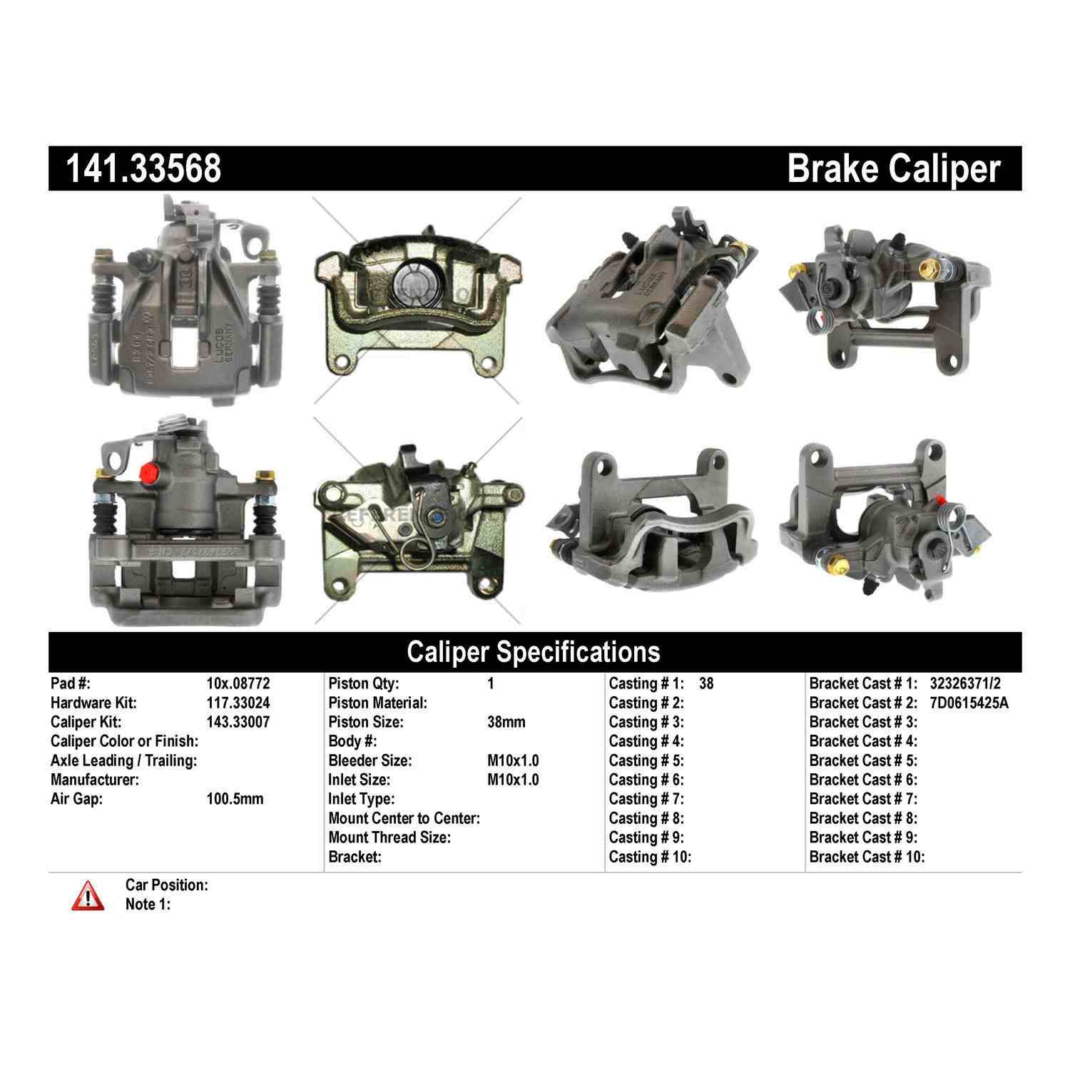 Stoptech Centric 01-03 Volkswagen EuroVan / 02-08 Volkswagen Sharan Semi-Loaded Brake Caliper - Rear Left 141.33568