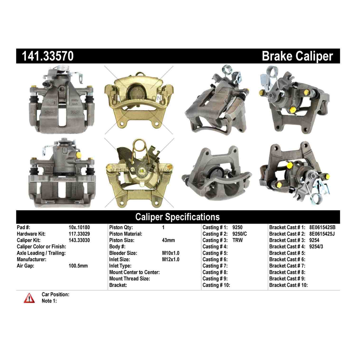 Stoptech Centric 04-09 Audi S4 Semi-Loaded Brake Caliper - Rear Left 141.33570