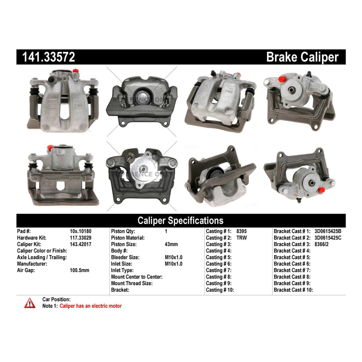 Centric Parts Semi-Loaded Brake Caliper EPB 141.33572
