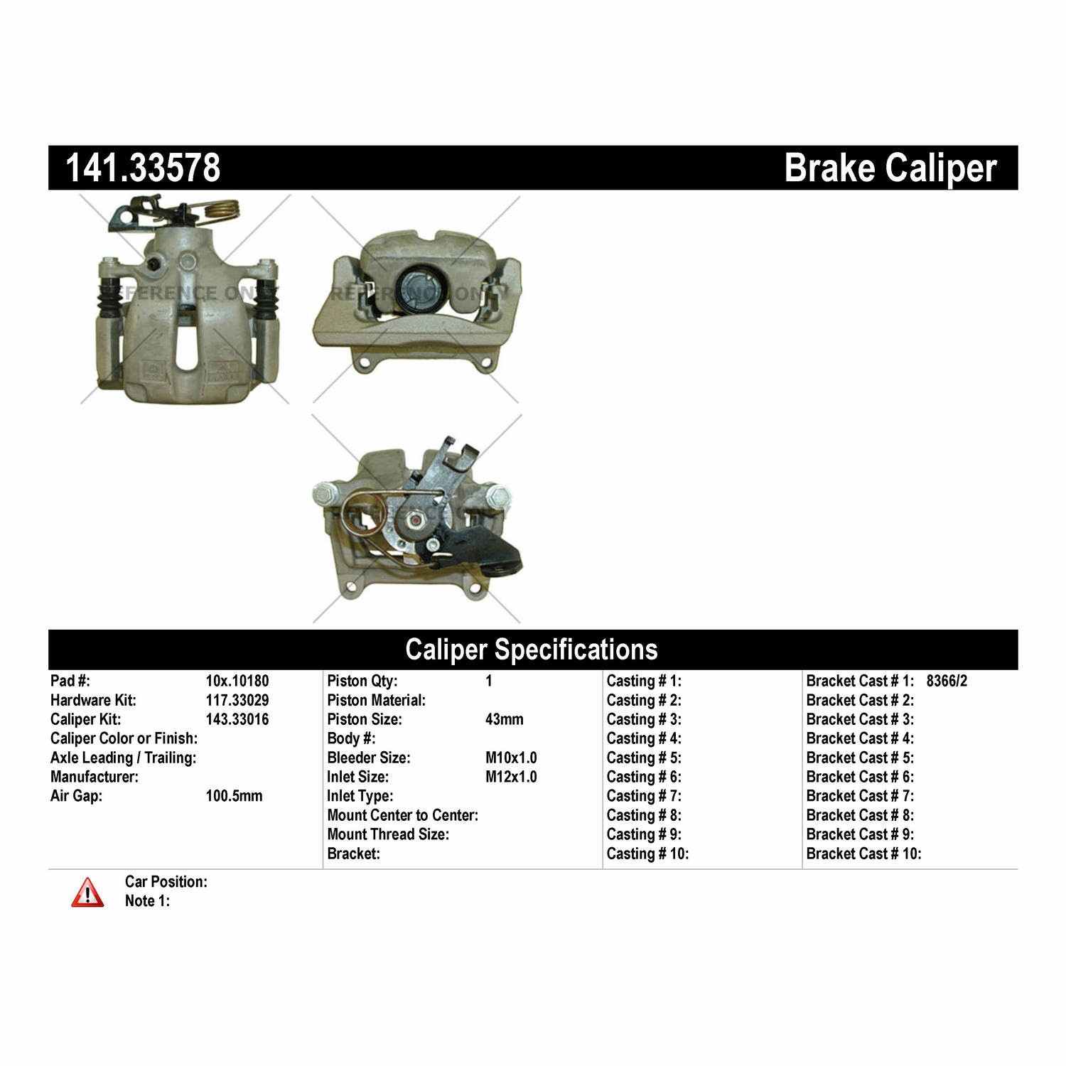 Stoptech Centric 04-06 Volkswagen Phaeton Semi-Loaded Brake Caliper - Rear Left 141.33578