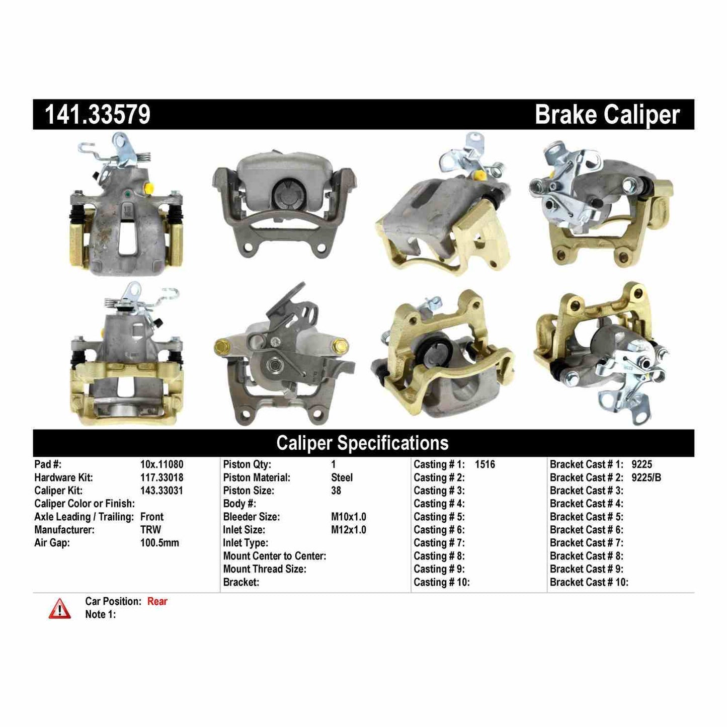 Stoptech Centric Semi-Loaded Brake Caliper - Rear Right 141.33579