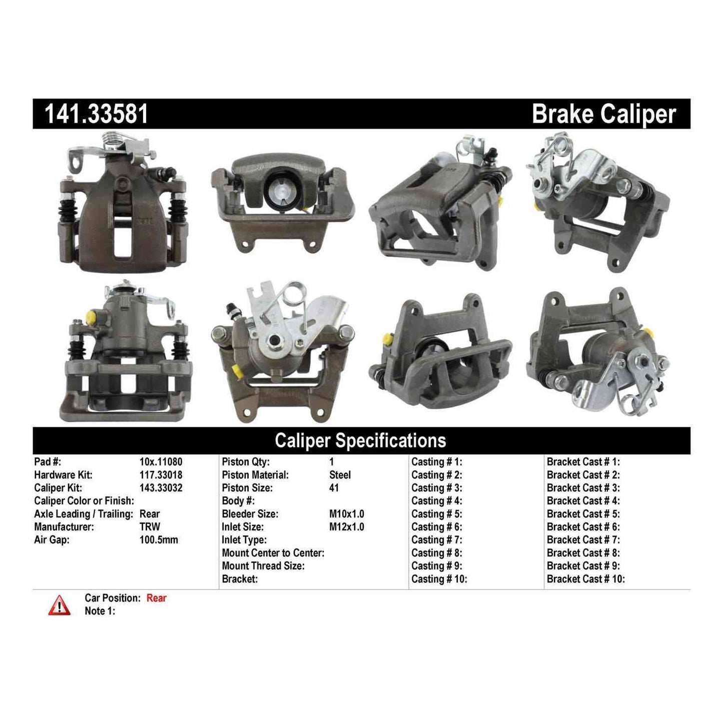 Stoptech Centric Semi-Loaded Brake Caliper - Rear Right 141.33581