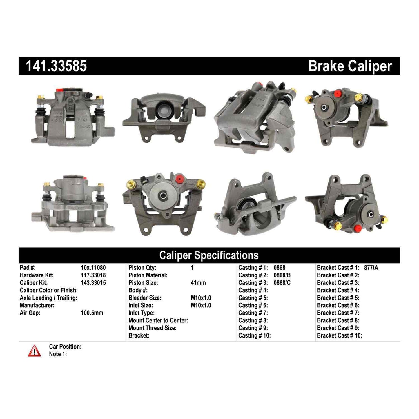 Centric Parts Disc Brake Caliper Semi-Loaded Brake Caliper EPB 141.33585