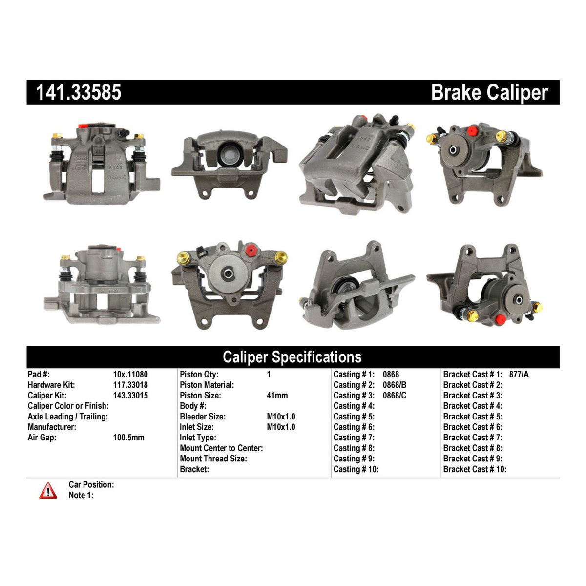 Centric Parts Disc Brake Caliper Semi-Loaded Brake Caliper EPB 141.33585