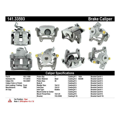 Centric Parts Disc Brake Caliper Semi-Loaded EPB 141.33593