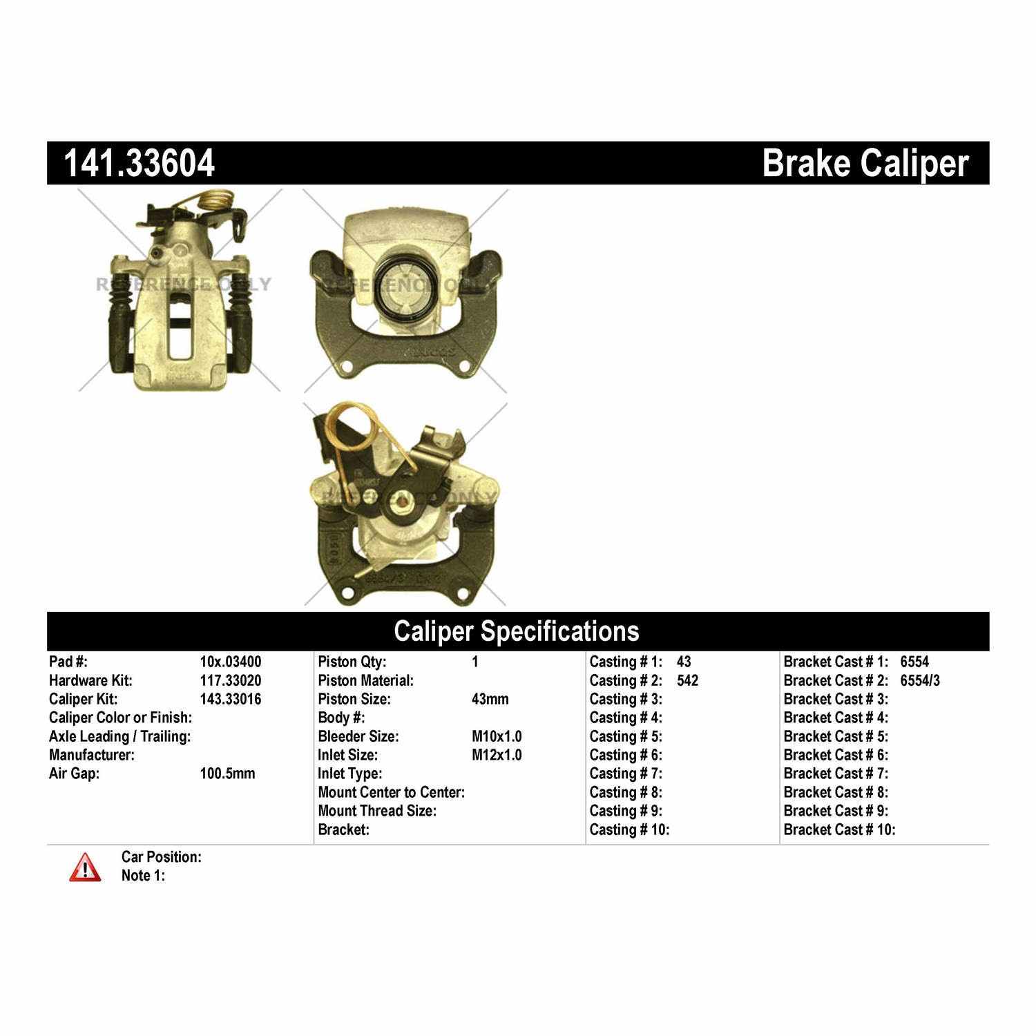 Stoptech Centric 04-05 Audi Allroad Quattro Rear Left Semi-Loaded Caliper 141.33604