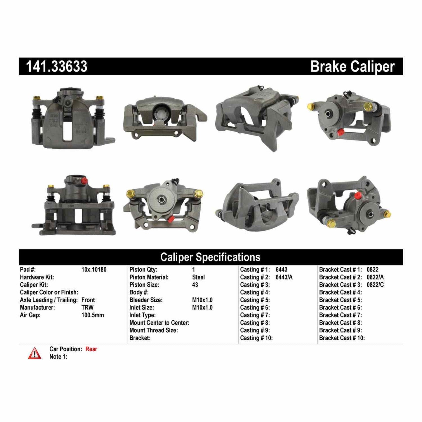 Centric Parts Semi-Loaded Disc Brake Caliper EPB for 141.33633