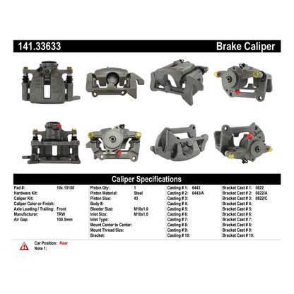 Centric Parts Semi-Loaded Disc Brake Caliper EPB for 141.33633