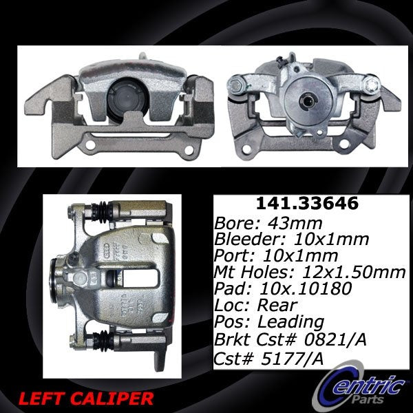 Stoptech Centric 13-16 Audi A4/A4 Allroad/A4 Quattro / 13-14 Audi A5 Semi-Loaded Brake Caliper - Front Left 141.33646