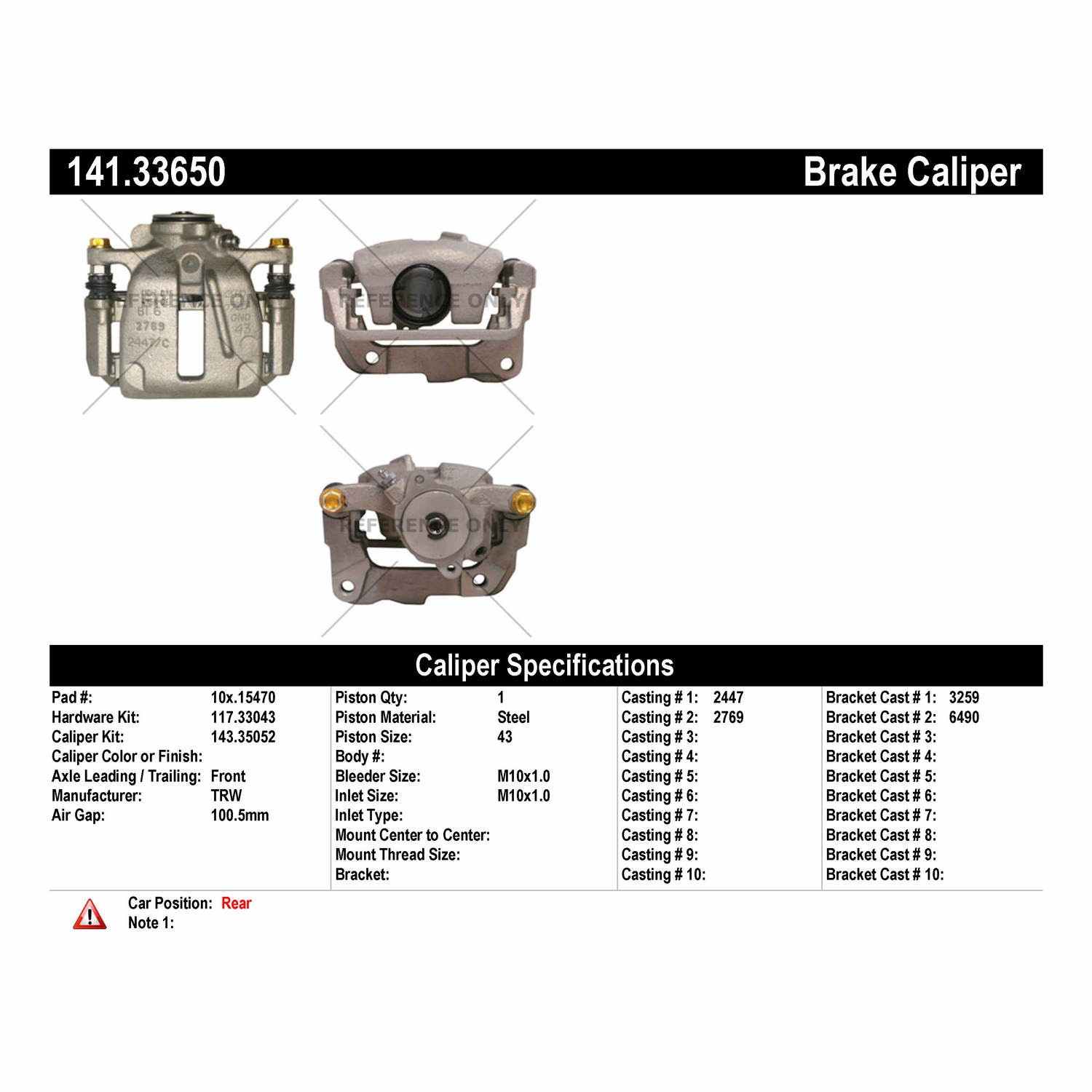 Stoptech Centric 13-18 Audi A8 Quattro Semi-Loaded Brake Caliper - Rear Left 141.33650