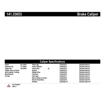 Centric Parts Disc Brake Caliper Semi-Loaded EPB 141.33653