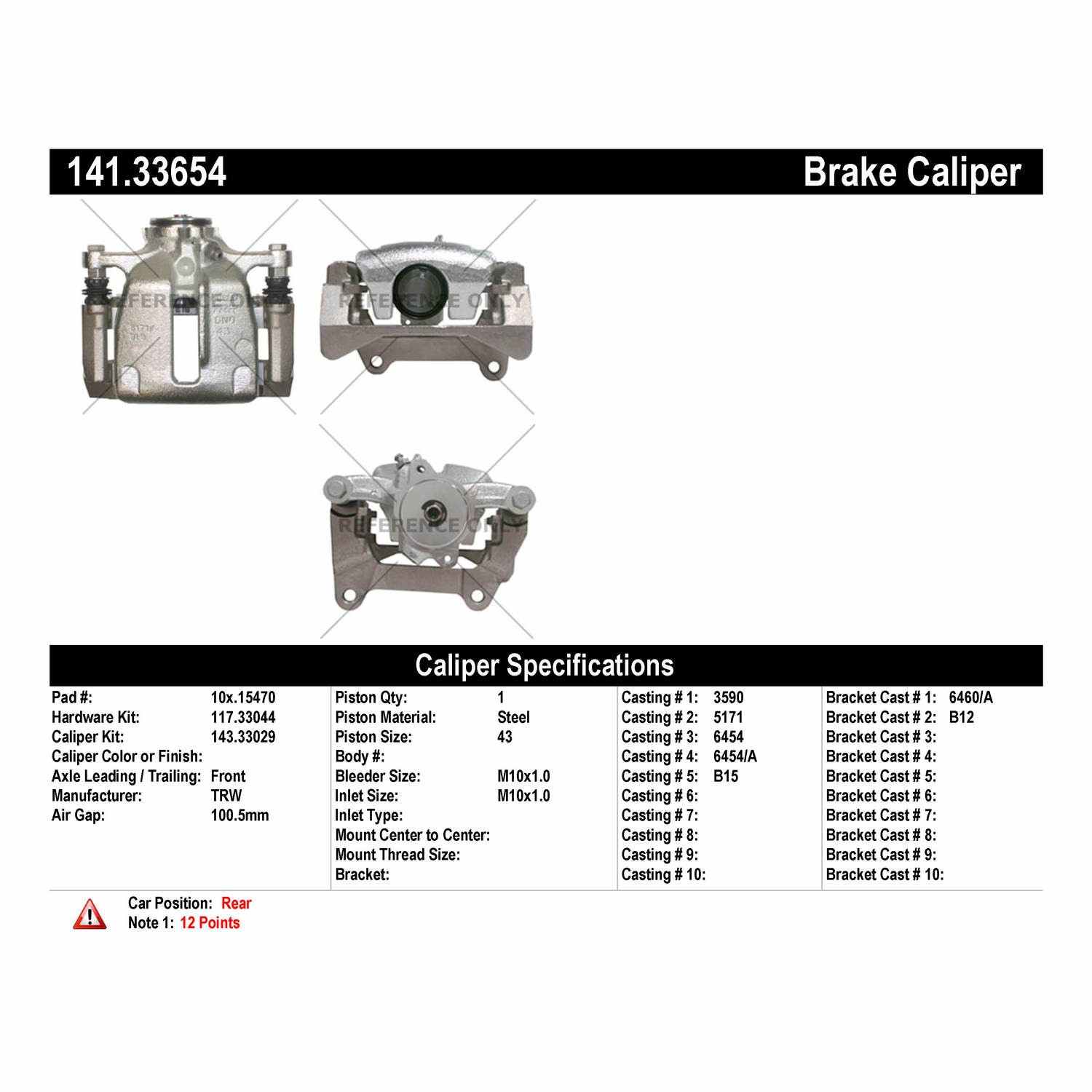 StopTech Semi-Loaded Brake Caliper EPB 141.33654