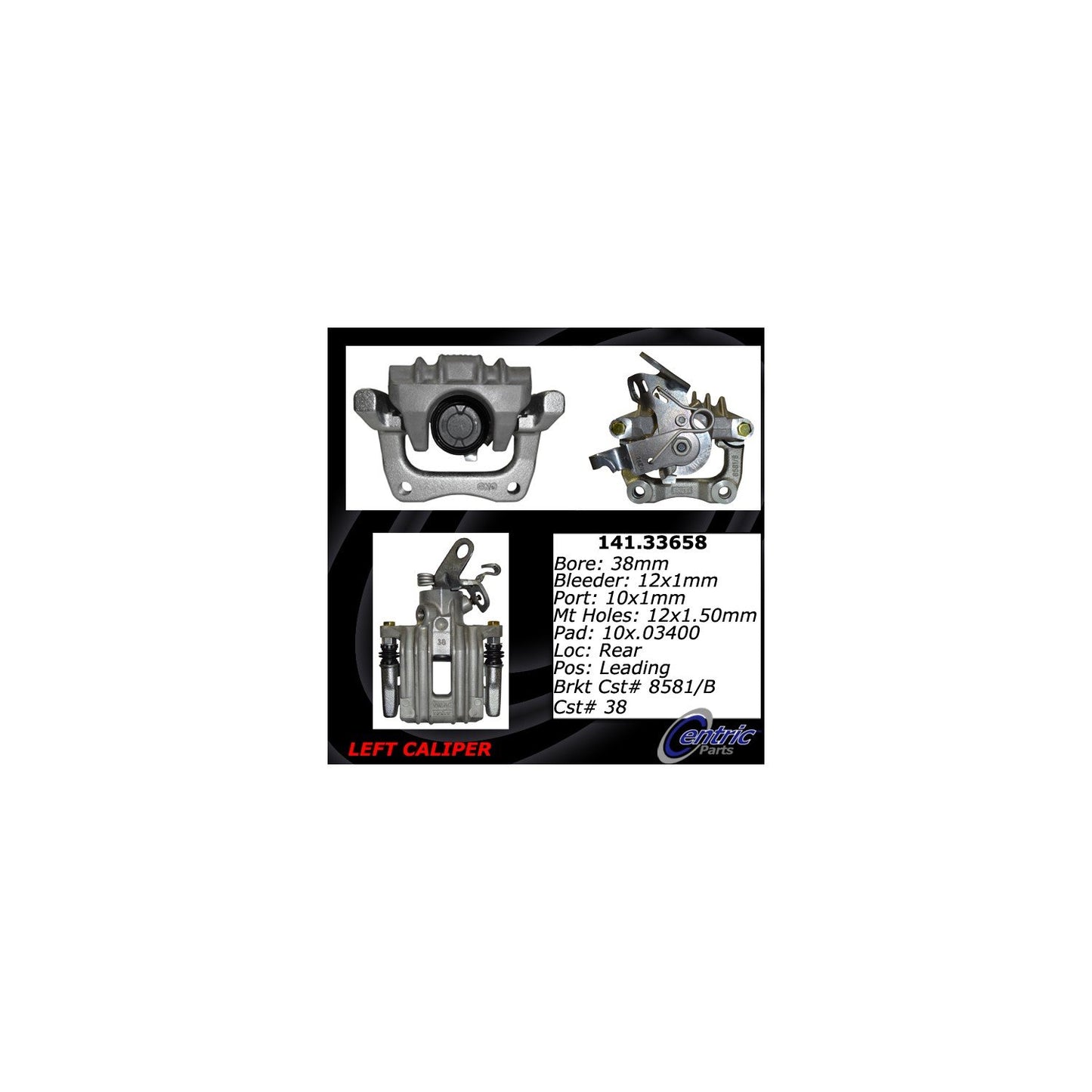 Centric Parts Disc Brake Caliper Semi-Loaded with Anti-Corrosion Finish 141.33658