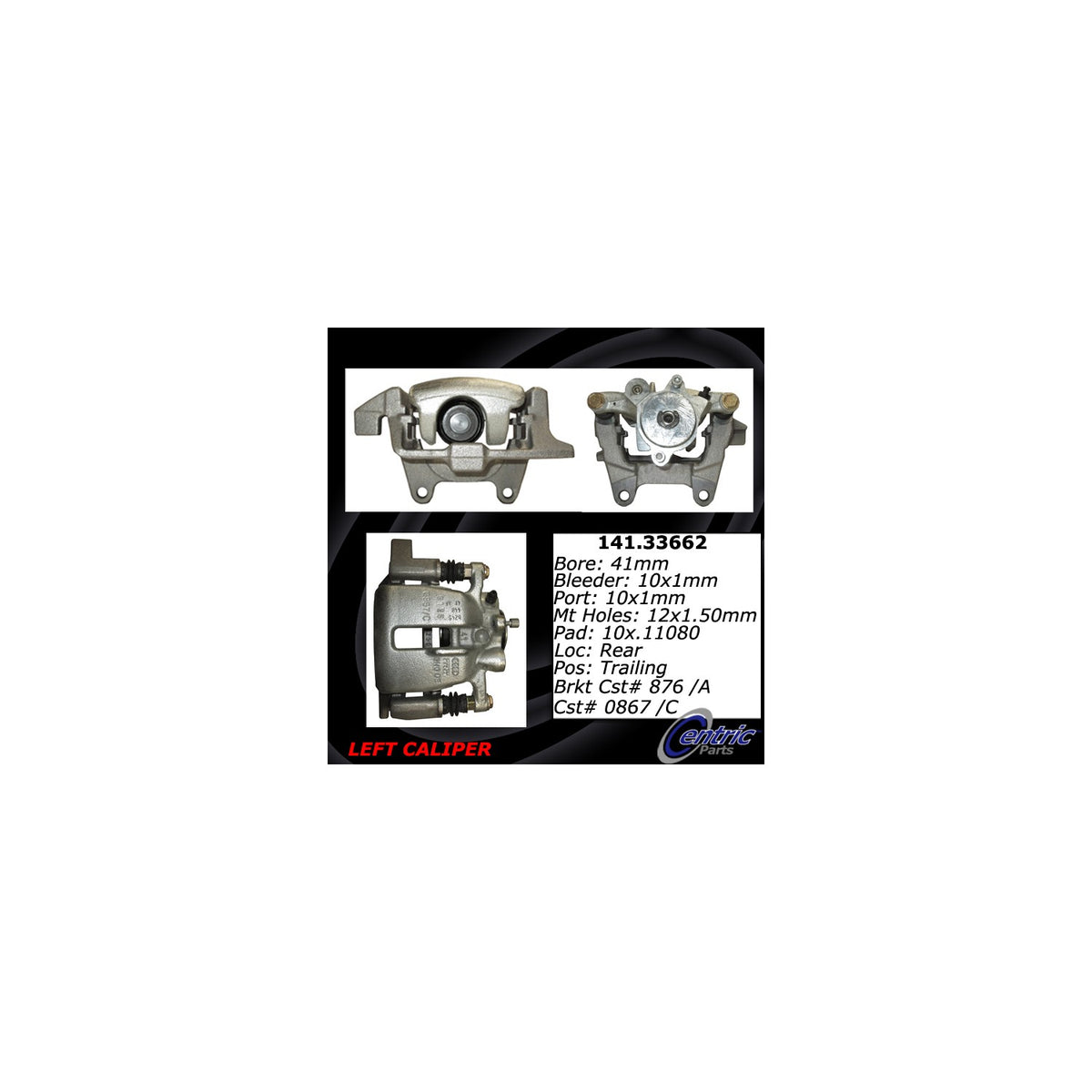 Centric Parts Disc Brake Caliper Semi-Loaded with EPB 141.33662