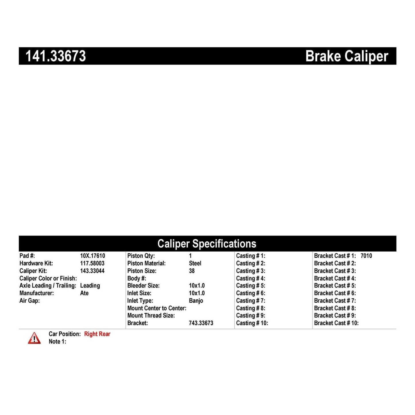 Centric Parts Disc Brake Caliper Semi-Loaded EPB 141.33673