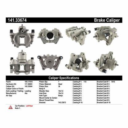Centric Parts Semi-Loaded Brake Caliper EPB 141.33674