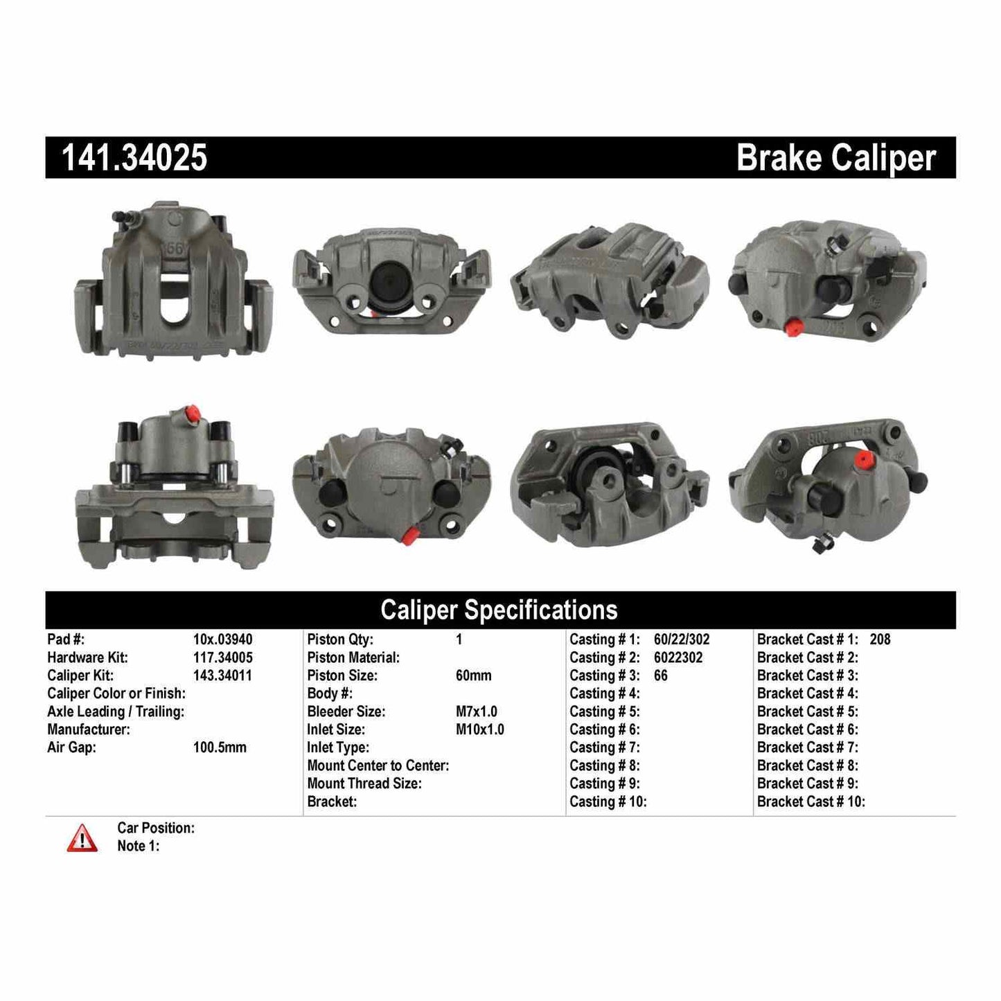 Stoptech Centric Semi-Loaded Brake Caliper - Front Right 141.34025