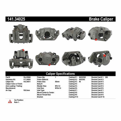 Stoptech Centric Semi-Loaded Brake Caliper - Front Right 141.34025