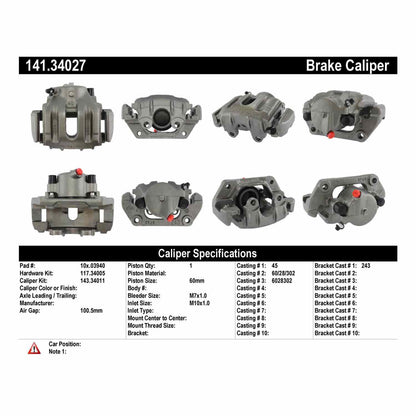 Centric Parts Disc Brake Caliper Remanufactured with Anti-Corrosion Finish 141.34027